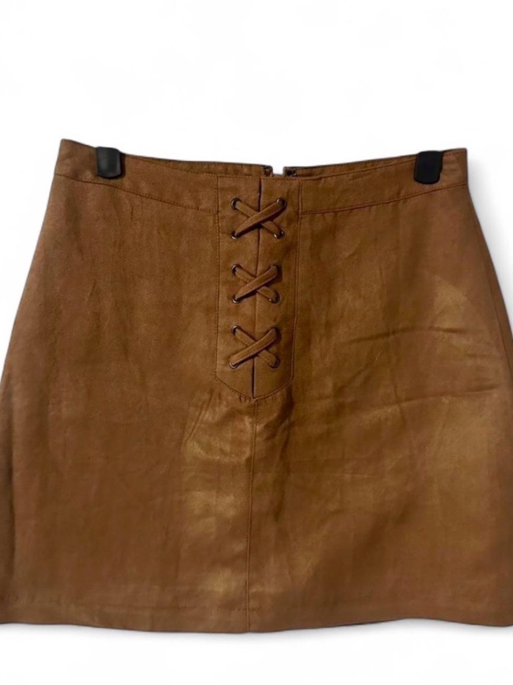 BCBGeneration Tan Lace-Up Mini Skirt